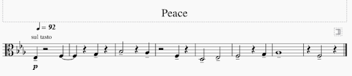 Sheet music screengrab of the piece, "Peace".