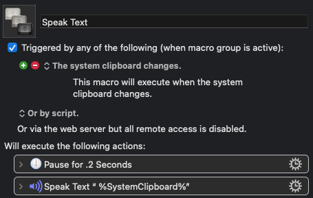 Speaking the System Clipboard